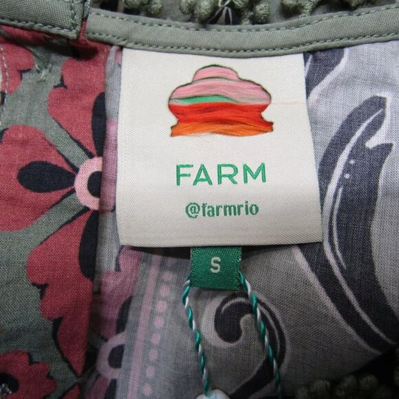 NEW FARM RIO Womens Arabesque Floral Blouse Size S Green - Picture 9 of 15